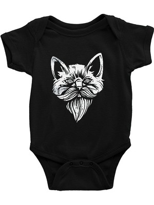 Darkhane Entellektüel Kedi Siyah Unisex Bebek Body - Zıbın