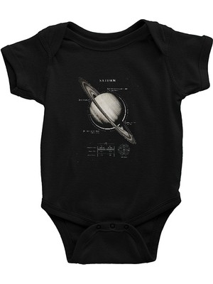 Darkhane Satürn Fiziksel Özellikleri Siyah Unisex Bebek Body - Zıbın
