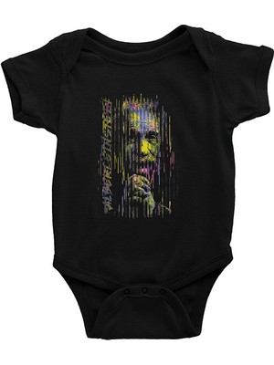 Darkhane Albert Einstein Fotoğraf Siyah Unisex Bebek Body - Zıbın