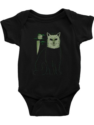 Darkhane Katil Kedi Siyah Unisex Bebek Body - Zıbın