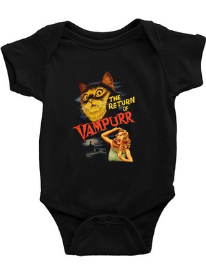 Darkhane Vampir Kedi Siyah Unisex Bebek Body - Zıbın