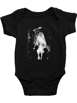 Darkhane Ufo Siyah Unisex Bebek Body - Zıbın