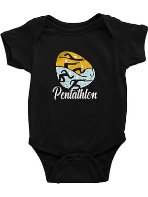 Darkhane Pentathlon Siyah Unisex Bebek Body - Zıbın