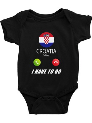 Darkhane Hırvatistan Siyah Unisex Bebek Body - Zıbın