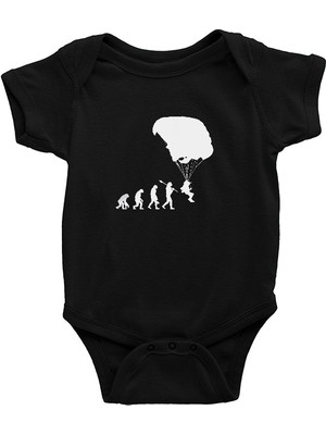 Darkhane Yamaç Paraşütü - Paragliding Siyah Unisex Bebek Body - Zıbın