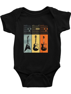 Darkhane Gitarist Siyah Unisex Bebek Body - Zıbın