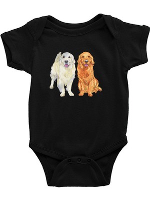 Darkhane Siyah ve Siyah Golden Retriever Siyah Unisex Bebek Body - Zıbın