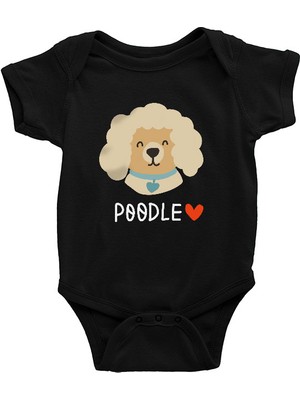 Darkhane Poodle Kaniş Sevgisi- Köpek Siyah Unisex Bebek Body - Zıbın