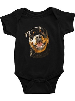 Darkhane Sevimli Dostum Rottweiler Siyah Unisex Bebek Body - Zıbın