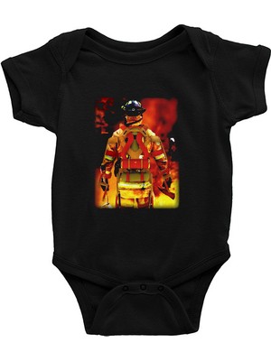 Darkhane Itfaiyeci Siyah Unisex Bebek Body - Zıbın