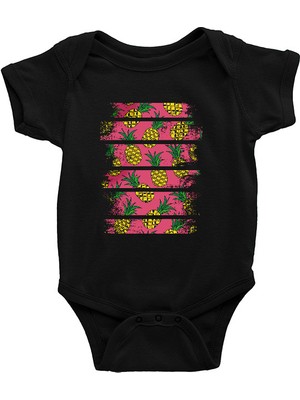 Darkhane Ananas Siyah Unisex Bebek Body - Zıbın
