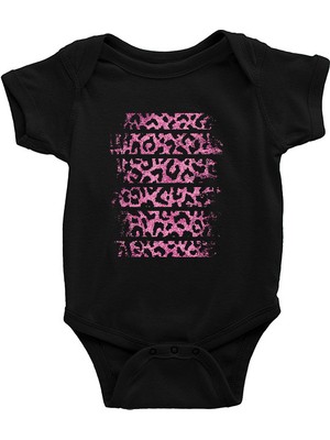 Darkhane Pembe Leopar Siyah Unisex Bebek Body - Zıbın