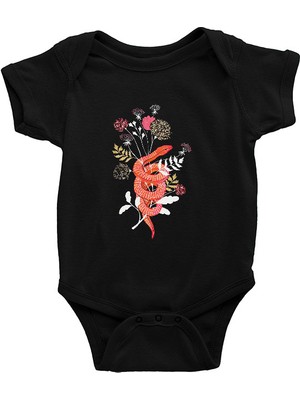 Darkhane Pembe Yılan Siyah Unisex Bebek Body - Zıbın