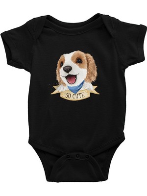 Darkhane Çok Tatlı Poodle Kaniş Siyah Unisex Bebek Body - Zıbın