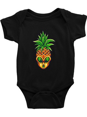 Darkhane Ananas Alien Siyah Unisex Bebek Body - Zıbın
