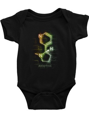 Darkhane Nikotin Molekülü Siyah Unisex Bebek Body - Zıbın