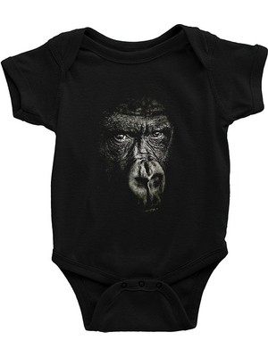 Darkhane Goril Siyah Unisex Bebek Body - Zıbın