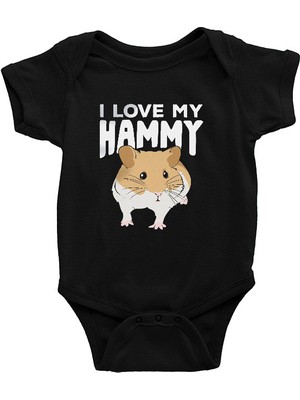 Darkhane Hamster Sevgisi Siyah Unisex Bebek Body - Zıbın