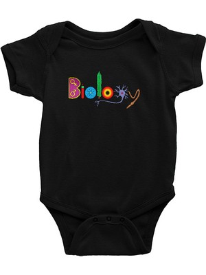 Darkhane Biyolog Siyah Unisex Bebek Body - Zıbın