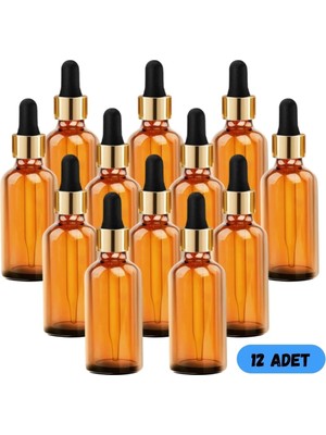 Makrobay 50 cc Amber Cam Damlalıklı Şişe 12 Adet 50 ML Hacimli Medikal Kullanıma Uygun