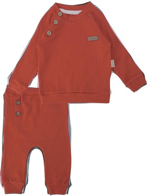 Bebelop Unisex Bebek Raporlu Basic Düğme Detaylı 2'li Alt Üst Takım