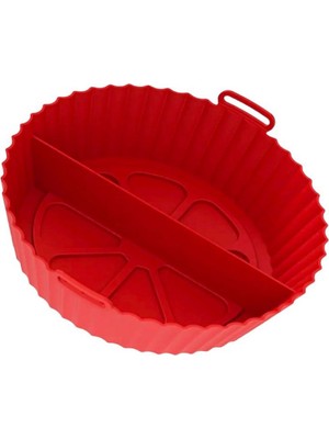 Holly Home Airfryer Silikon Pişirme Kalıbı KIRMIZI 2 BÖLMELİ Hava Fritözü Aksesuar Tüm Fritözlere Uyumlu