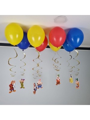 Parti Dükkanım Pamuk Prenses ve Yedi Cüceler Balonlu Tavan Süsü 8'li