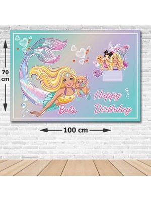 Parti Dükkanım Barbie Deniz Kızı Doğum Günü Afişi Fotosuz 70*100 cm