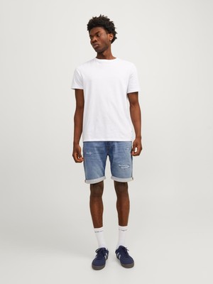 Jack & Jones Erkek Yırtık Desenli Kot Şort 12252181