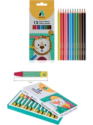 Adel 12'li Kuru Boya ve 12'li Pastel Boya Set