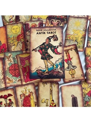 Dükkan Design Büyük 78 Antik Tarot Kartı ve Başlangıç Tarot Kitabı