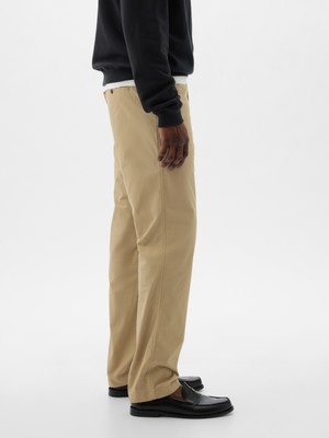 Gap Erkek Bej Khaki Poplin Straight Fit Pantolon