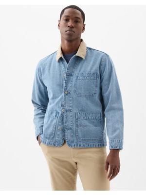 Gap Erkek Mavi Relaxed Denim Chore Ceket