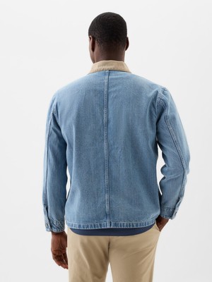 Gap Erkek Mavi Relaxed Denim Chore Ceket