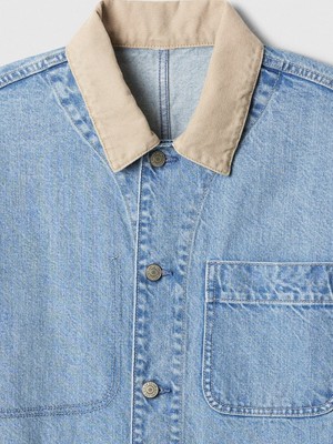 Gap Erkek Mavi Relaxed Denim Chore Ceket