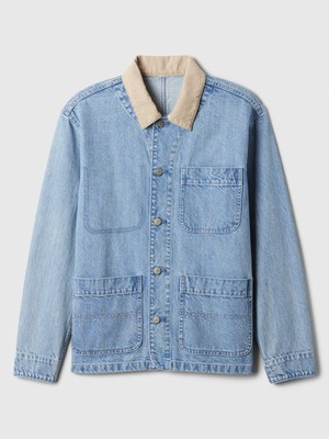 Gap Erkek Mavi Relaxed Denim Chore Ceket