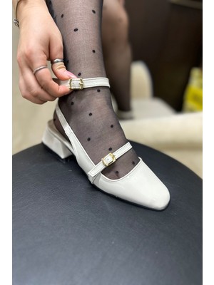 İmershoes Günlük Kadın Kare Burunlu Ayarlanabilir Tokalı Arkası Açık Kalın Baretli Kısa Topuklu Ayakkabı 911