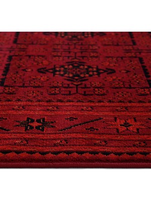 Giza Home Afgan Türkmen Otantik Desenli Dokuma Bordo Oturma Odası Salon Mutfak Halısı 5969A_ZS72