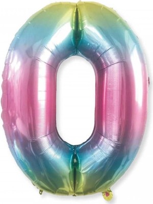 Kidspartim 0 Rakam Rengarenk Folyo Balon 40 Inç 100 cm
