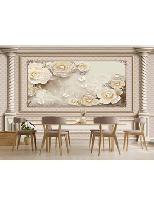 Umut Gergi Tavan Sütun Temalı Tek Parça Duvar Kağıdı