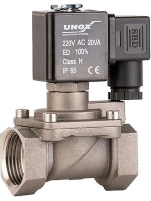 Unox 220 V Ac Paslanmaz Kompresör Yüksek Basınç  0,5-40 Bar Solenoid Valf Normalde Kapalı 3/4"