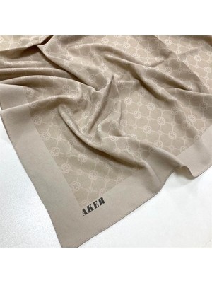 Aker 90 X90 Bej Elegance Monogram Eşarp 1090500-933