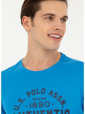 U.S. Polo Assn. Bisiklet Yaka Saks Erkek T-Shirt EVLET