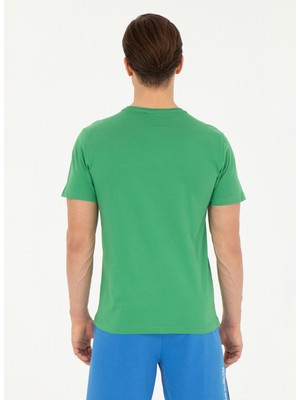 U.S. Polo Assn. Bisiklet Yaka Yeşil Erkek T-Shirt Tever