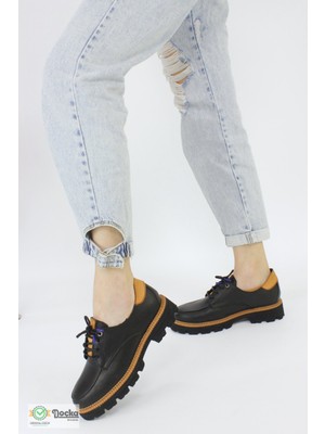 Mammamia Kadın Hakiki Deri Ortopedik Spor Tarz Günlük Oxfort Ayakkabı M25/YA-ARYA