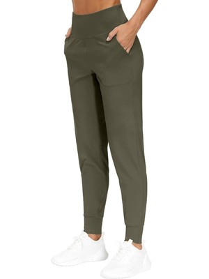Genius Store Kadın Yüksek Bel Yoga Koşu Egzersiz Joggers Hafif Eşofman Altı Joger-Eşofman