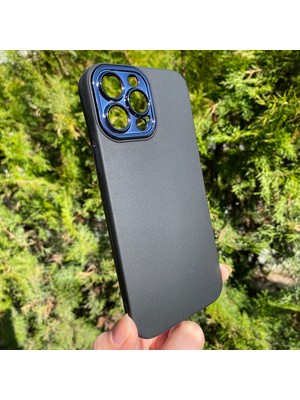 Bumudur Aksesuar iPhone 13 Pro Max Siyah Metal Kamera Korumalı Silikon Kılıf