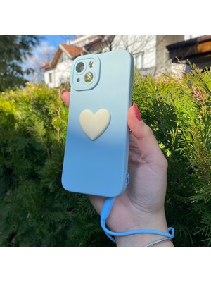 Bumudur Aksesuar iPhone 14 Pro Max Mavi Kalp Silikon Kılıf