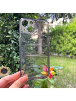 Bumudur Aksesuar iPhone 13 Siyah Şeffaf Dalgalı Silikon kılıf