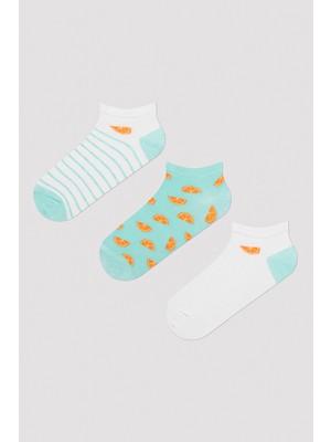Penti Orange Stripe 3lü Patik Çorap